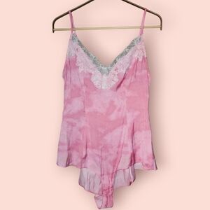 Free People Intimately Luella Printed Berry Kiss Bodysuit XS Flirty Tie Dye Sexy
